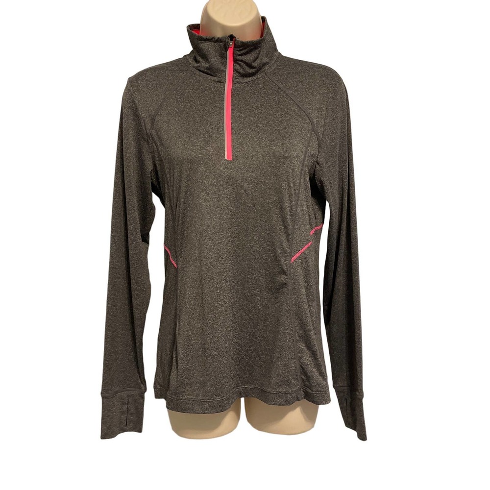 MPG Mondetta Performance Gear Womens Gray Pink 1/4 Zip Pullover‎ Running Top Med
